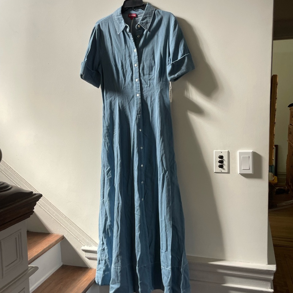 Denim Button-Up Maxi Dress